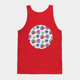 Red and blue Monstera leaves Tank Top